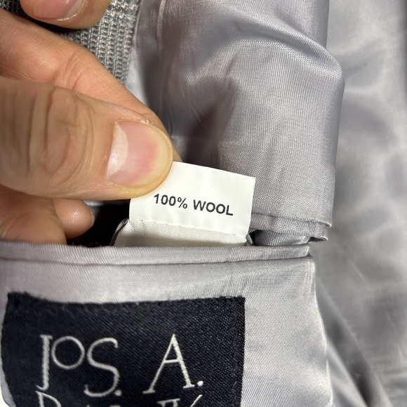 Jos A Bank Blazer Mens 44S Gray Windowpane Plaid Sport Coat Classic Wool Button - Picture 7 of 11